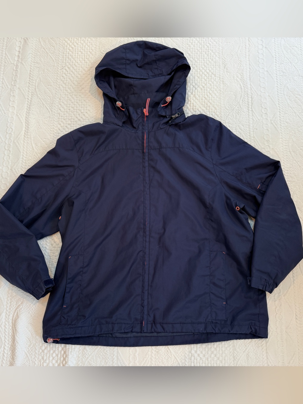 Mackintosh New England HydroTec Rain Jacket Navy Detachable Hood Women's Size XL